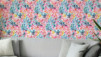 Multicolored floral wallpaper with watercolor artistry

