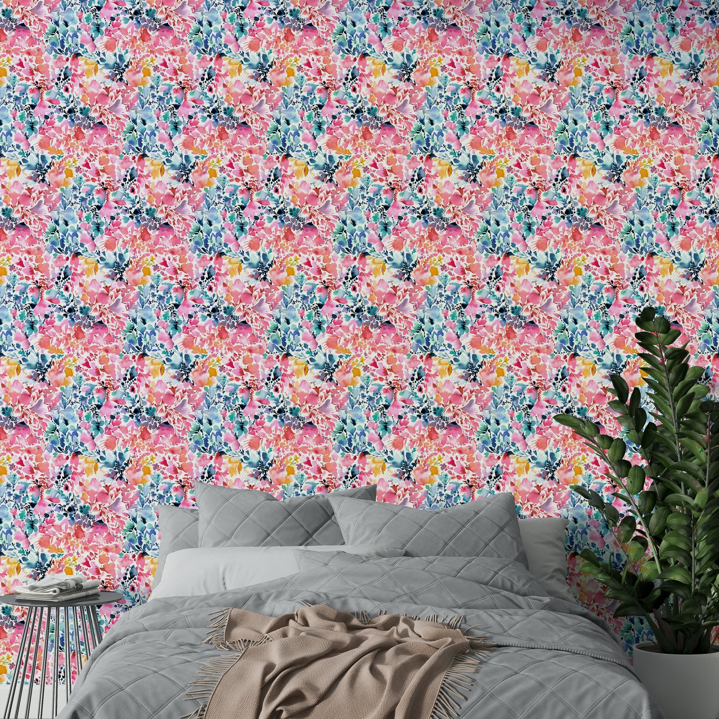 Artistic floral design in soft multicolored hues

