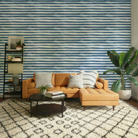Blue and white striped wallpaper for beachy interiors

