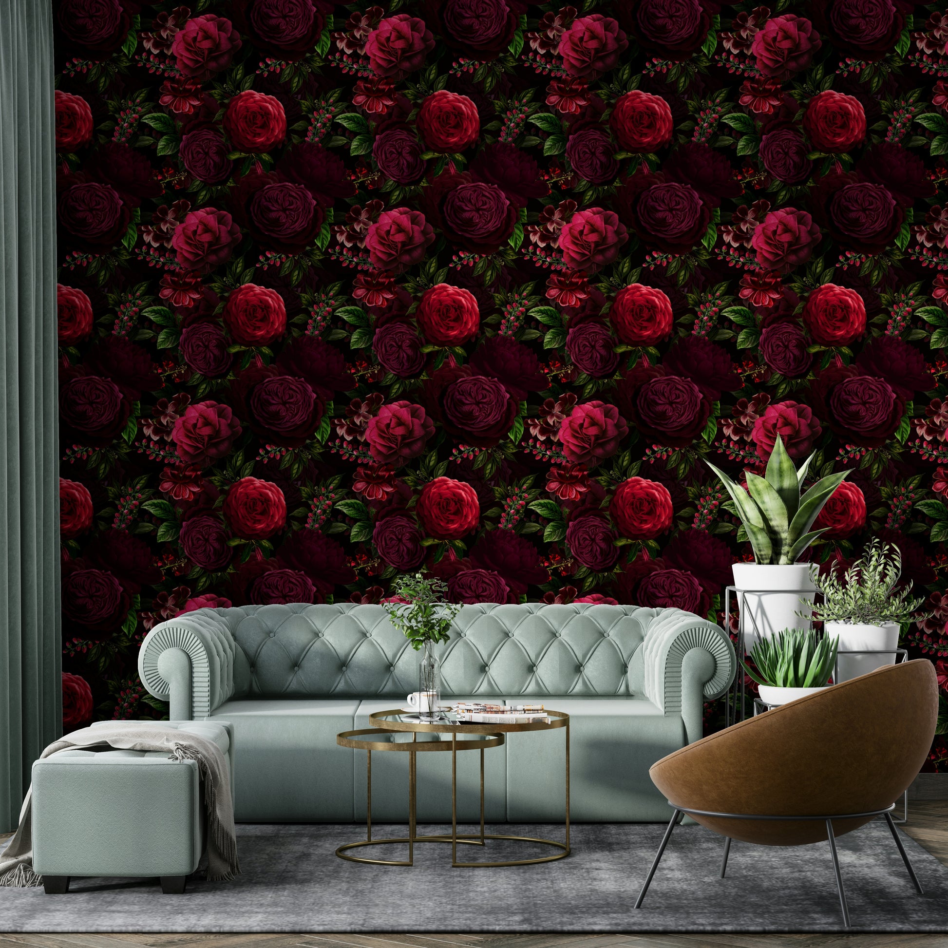Rich floral wallpaper with a nighttime vibe

