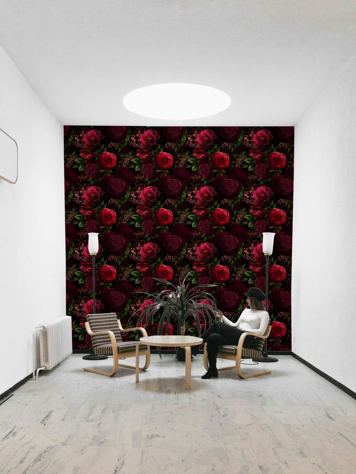 Night-inspired flower mural for bold interiors


