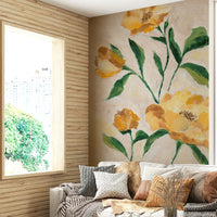 Bright flower mural with soft sunlight effect

