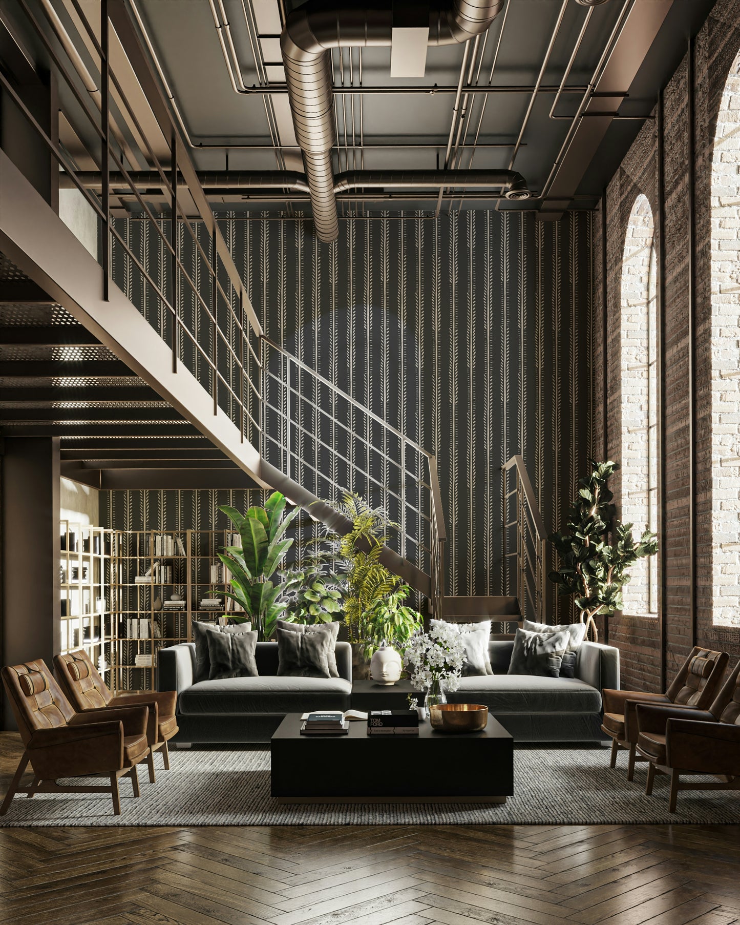 Dramatic wall design with sleek nighttime stripes

