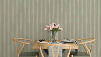 Serene sage striped wallpaper in soft green tones

