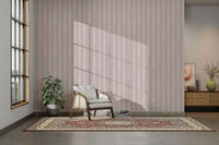 Muted botanical wallpaper with structured stripe layout

