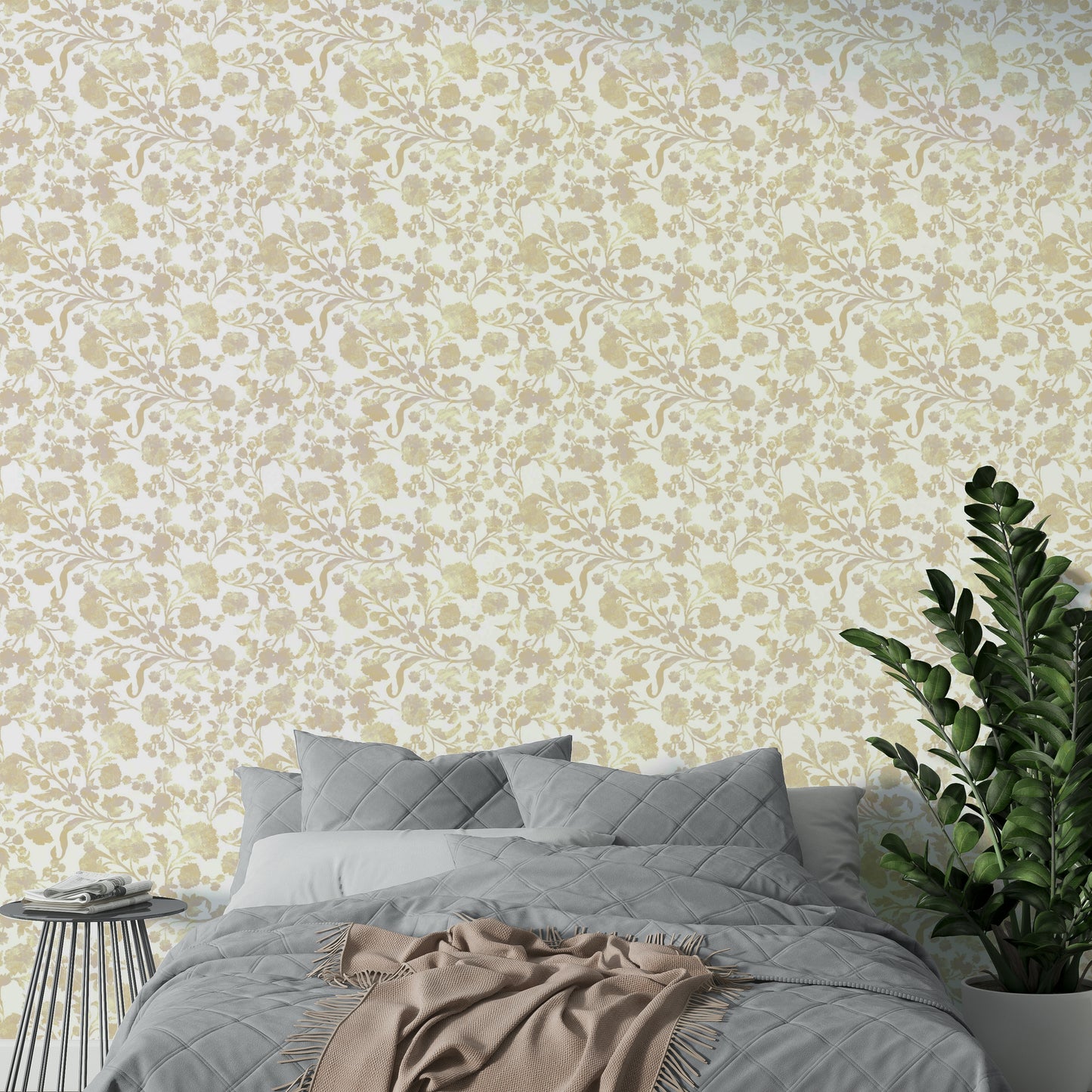 Soft golden floral pattern for cozy interiors


