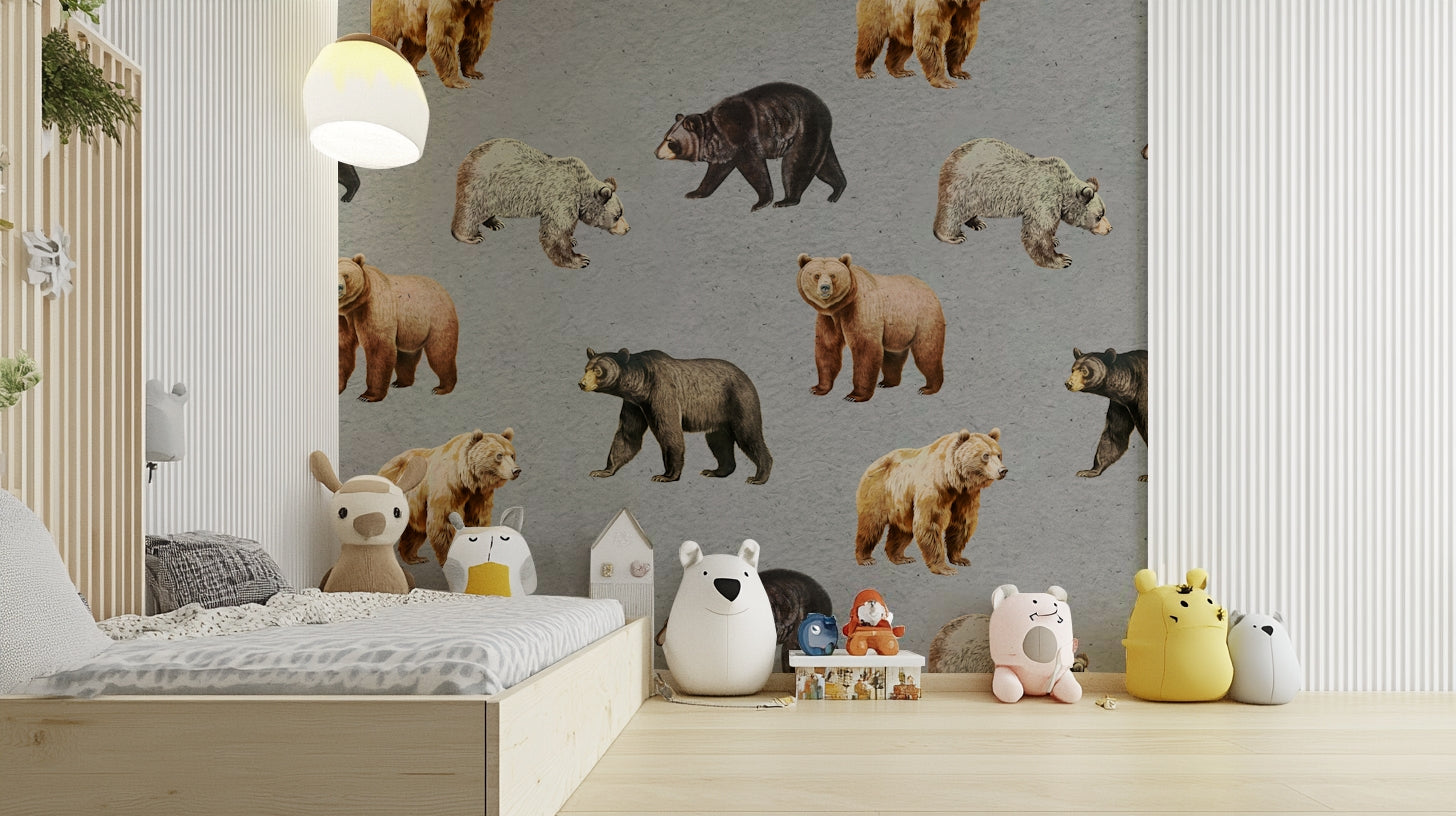 Wildlife bear wallpaper for nursery

