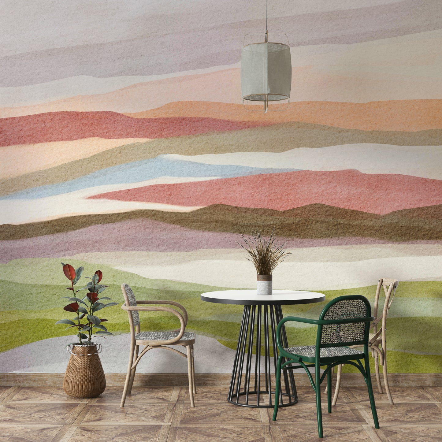 Serene horizons wall mural with soft gradients

