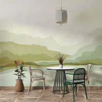 Wall mural featuring majestic misty mountain views

