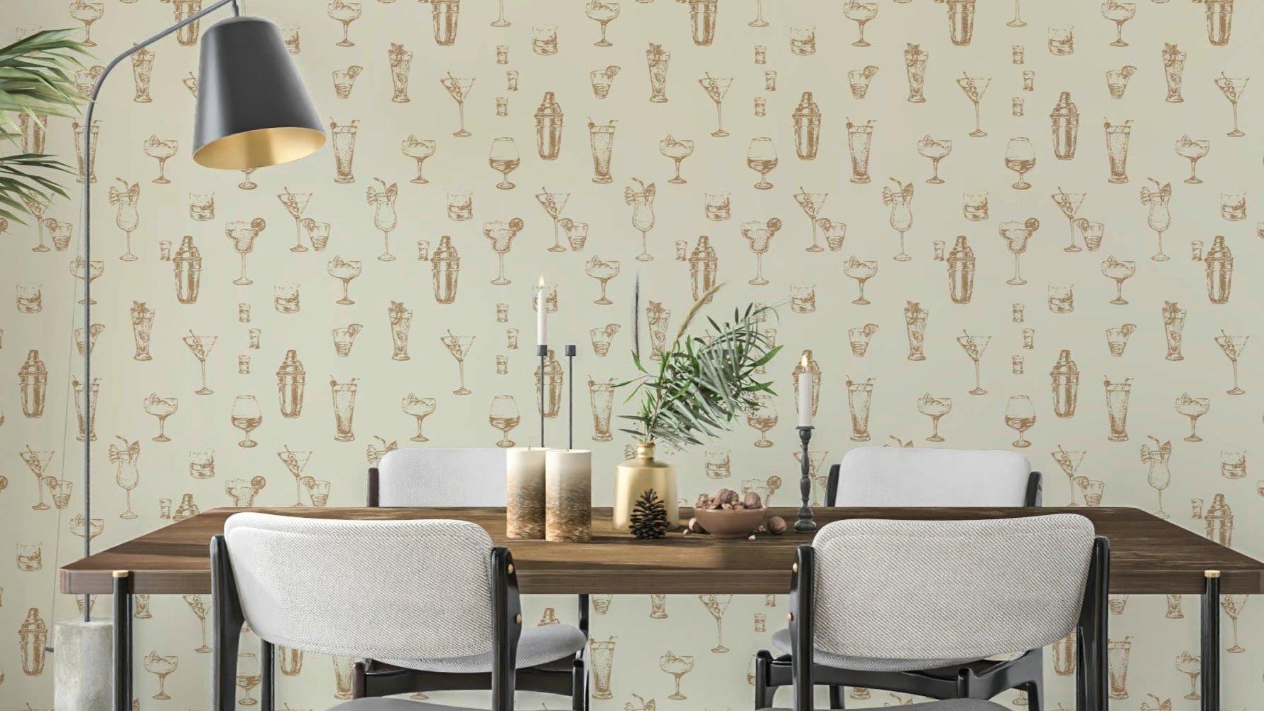 Vintage Cocktails wallpaper with retro drink illustrations

