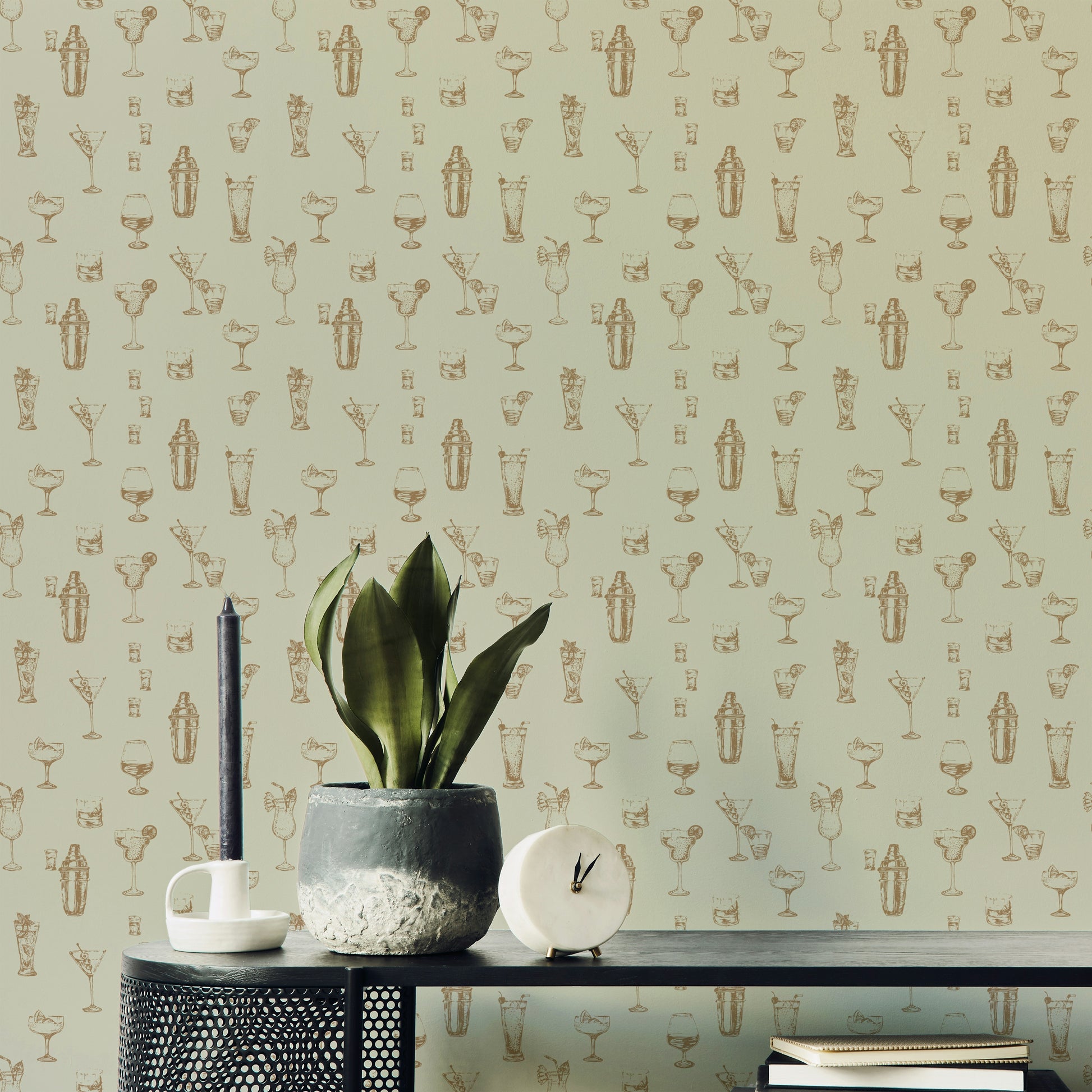 Vintage cocktails wallpaper for home bars and kitchens

