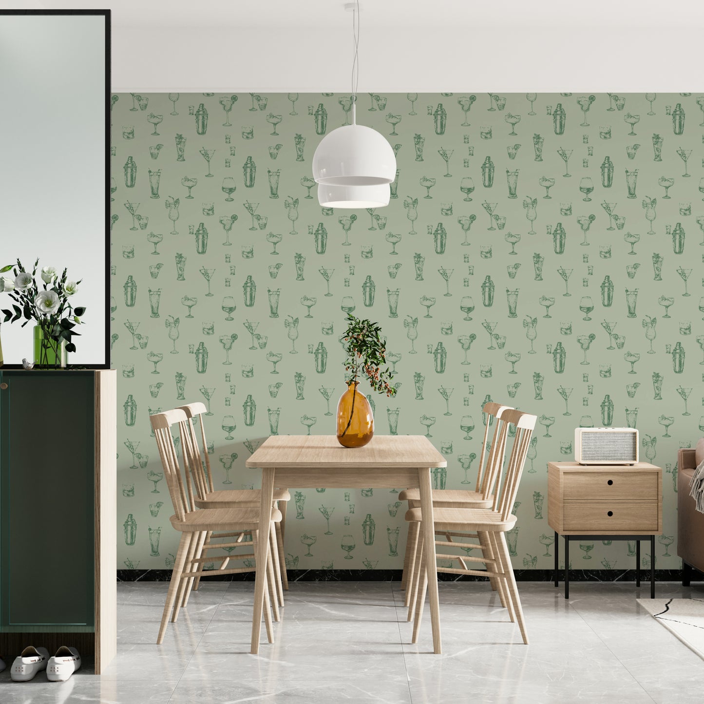 Classic retro bar wallpaper for stylish interiors

