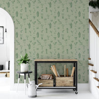 Cozy vintage bar wallpaper with sketch details

