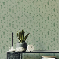 Artistic bar wallpaper with classic drink illustrations

