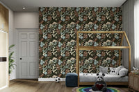 Dark floral wallpaper for moody interior decor

