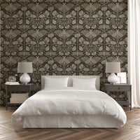 Sepia-toned wallpaper with Art Nouveau style

