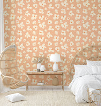 Trendy floral wallpaper with peachy color palette

