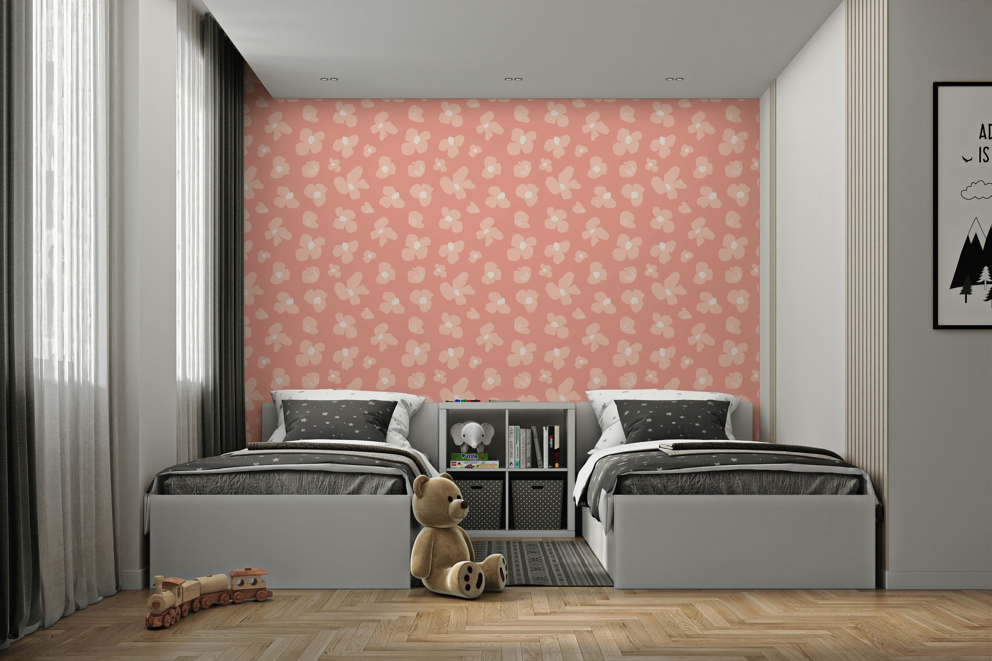 Blush pink bloom wallpaper with delicate flowers

