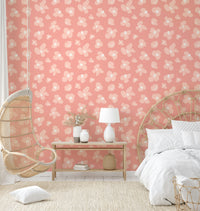 Romantic floral wallpaper with pink blossoms


