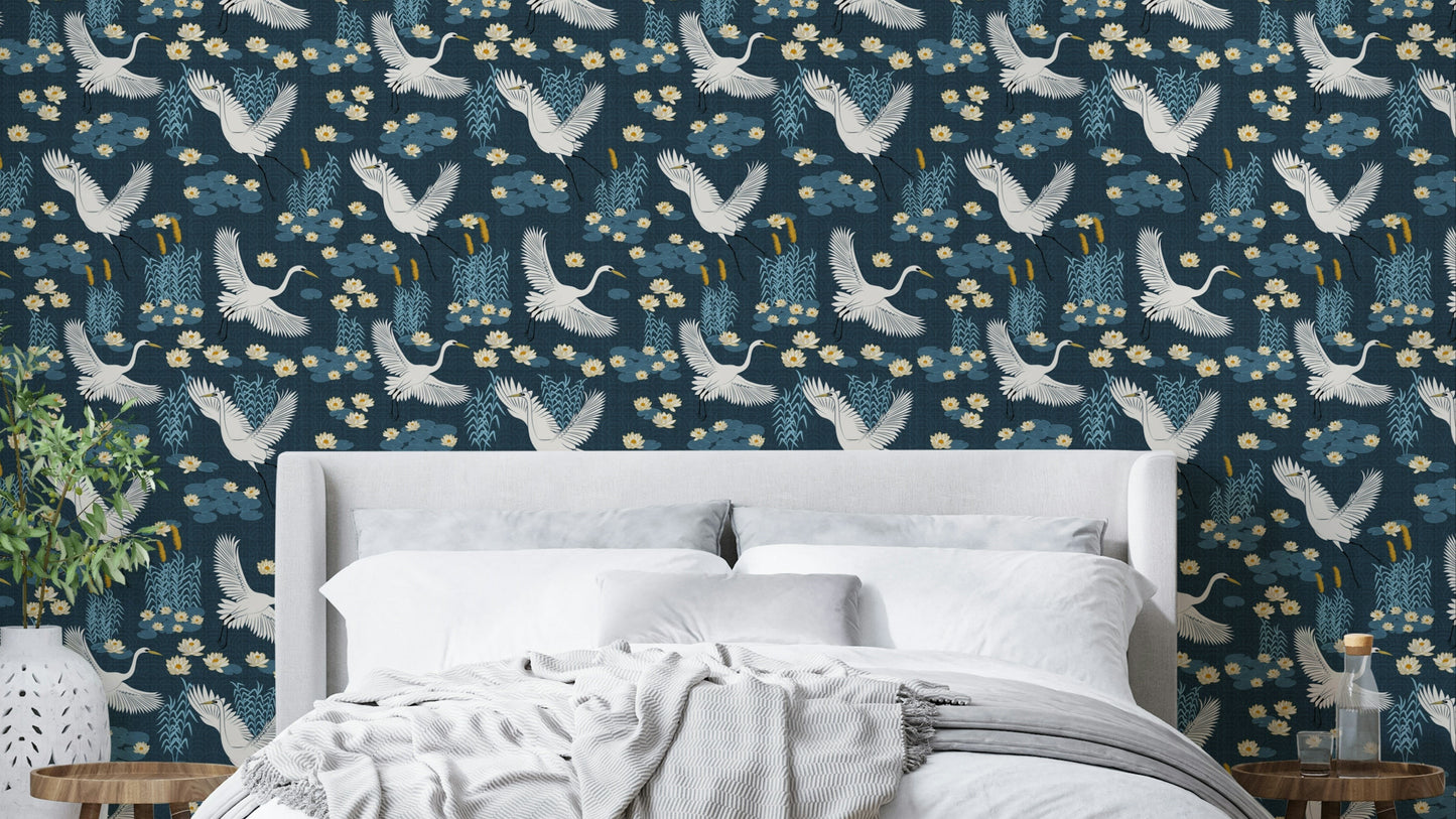 Coastal bird design with blue background

