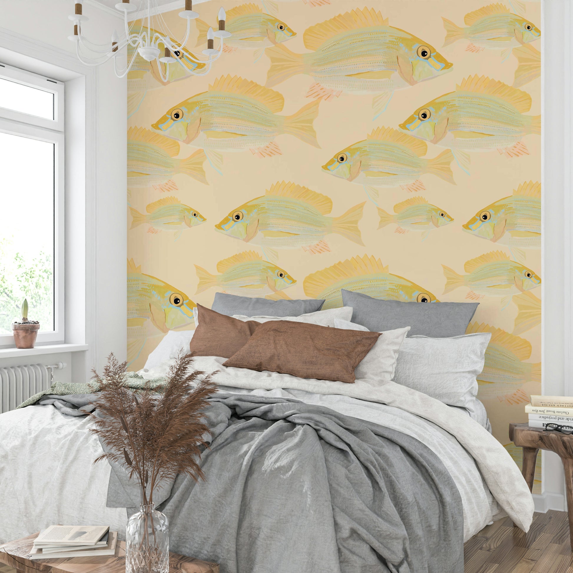 Underwater mural with sand bream illustration

