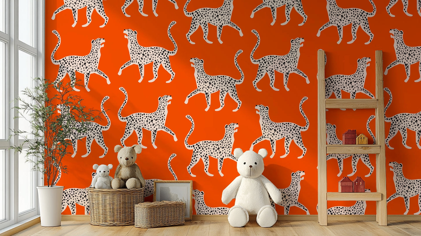 Stylish cheetah mural in modern design

