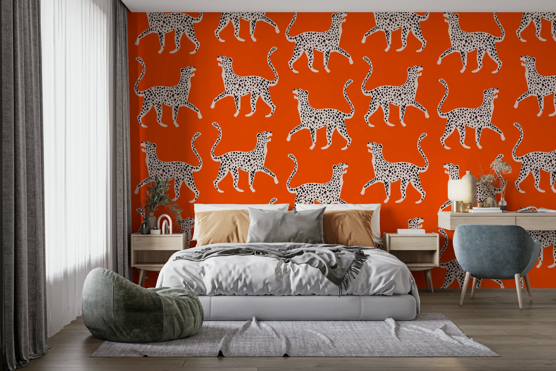Elegant cheetah print wall covering

