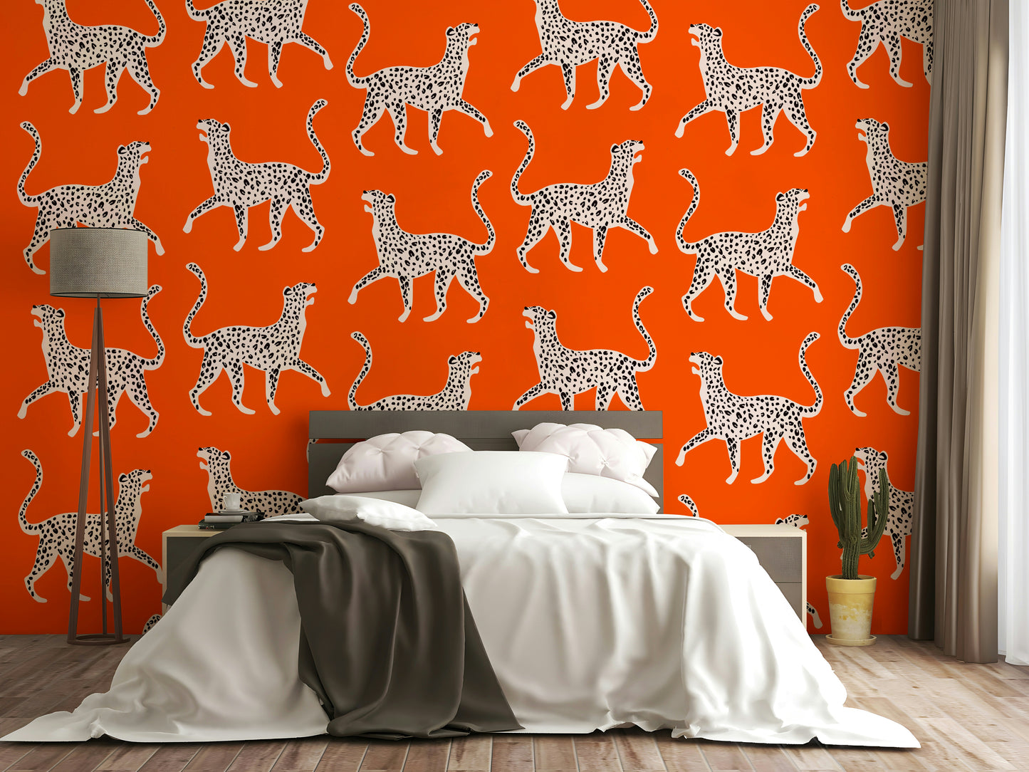 Cheetah chic wall mural with bold animal print


