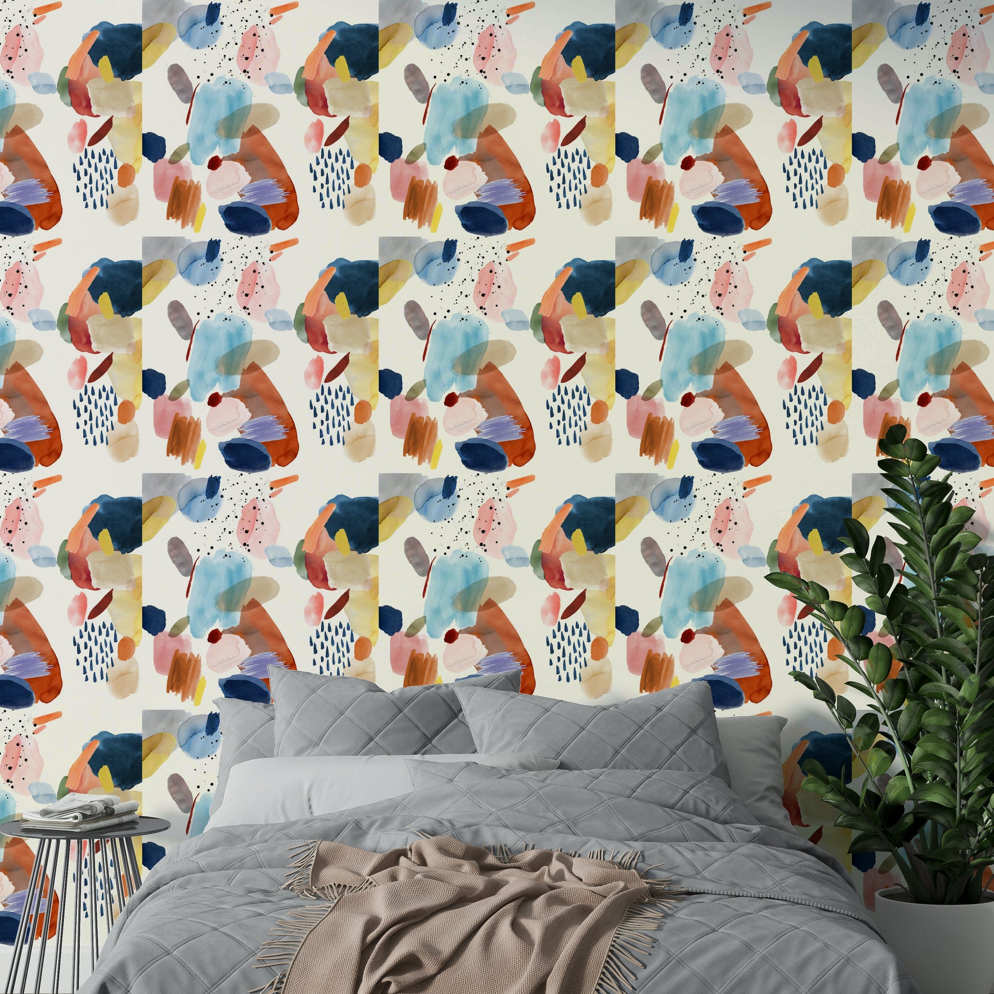 Elegant mineral abstract painting wallpaper for bedrooms

