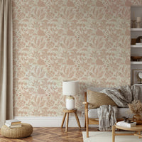 Soft pink dusty rose floral wallpaper pattern

