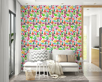 Tropical palms wallpaper in bright kid-friendly hues


