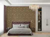 Wallpaper featuring antique blooming flowers design

