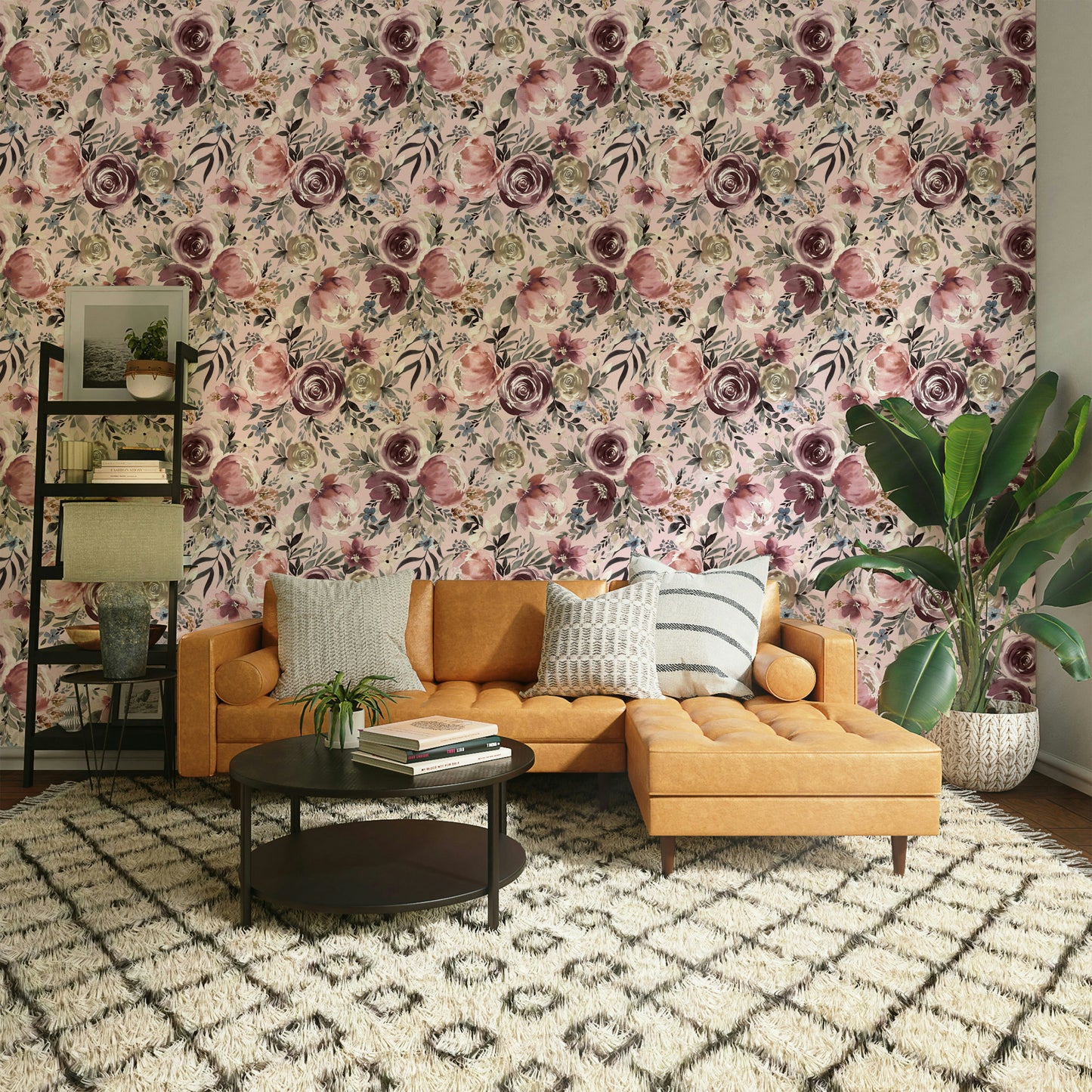 Delicate pastel floral wallpaper with peony petals

