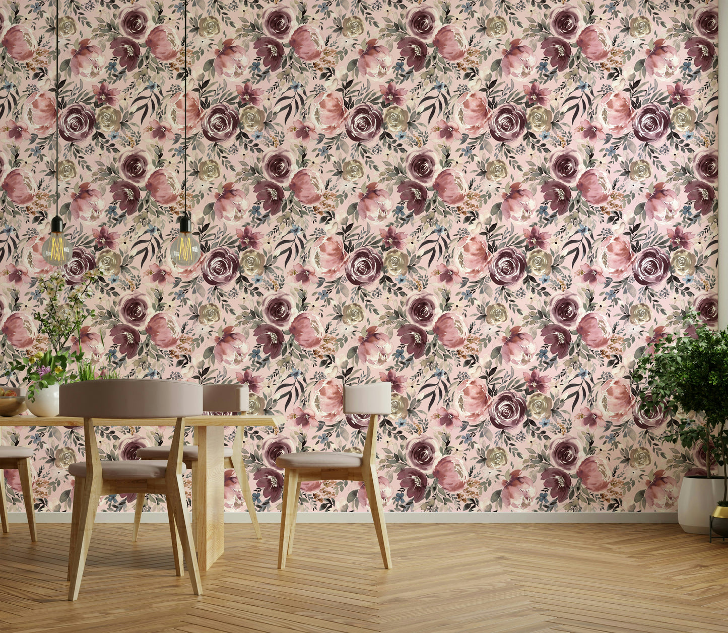 Light pink peonies wallpaper with pastel tones

