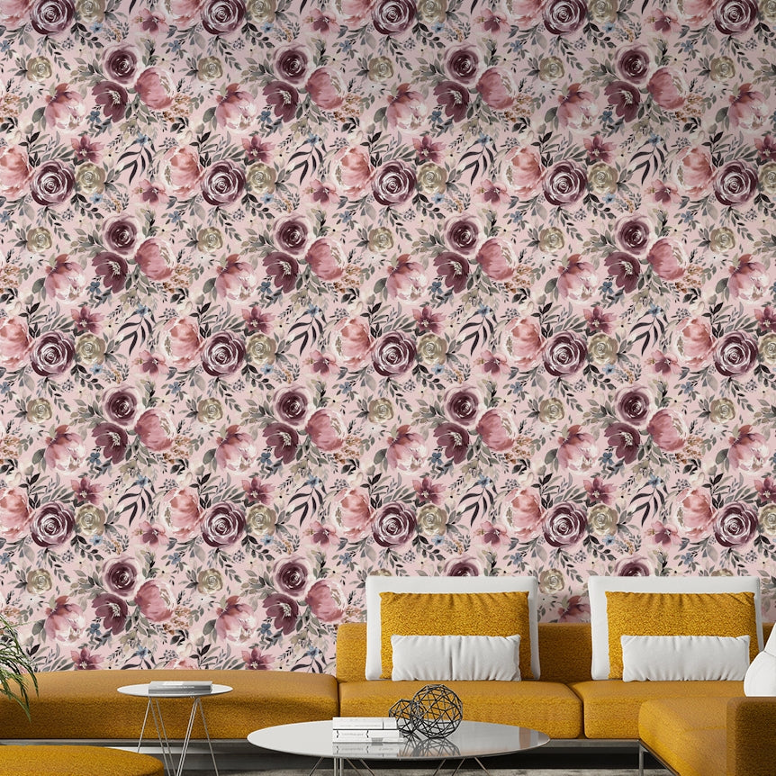 Elegant petal peonies wallpaper in pastel hues

