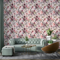 Pastel rose and peony wallpaper for bedroom walls

