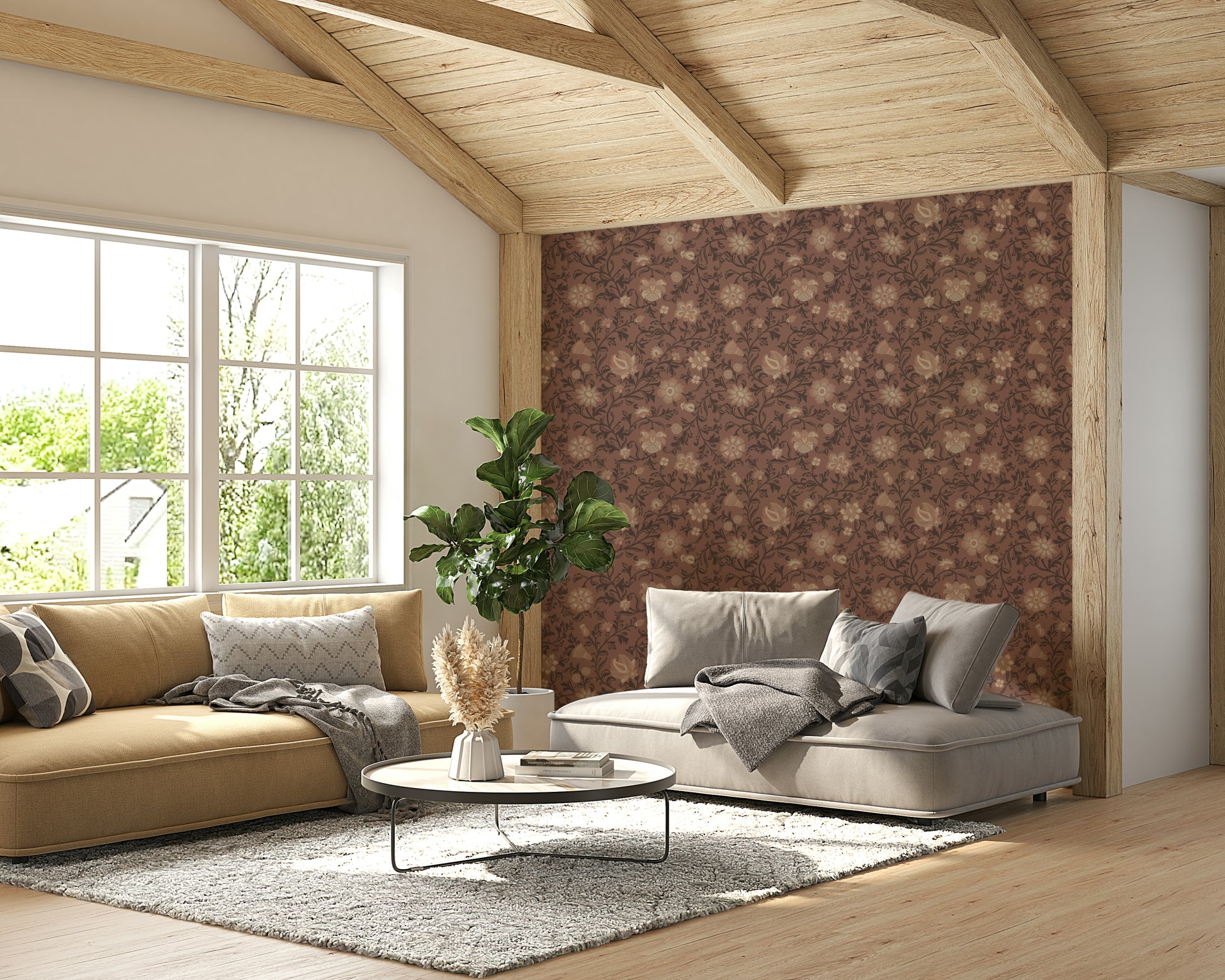 Classic brown wallpaper with elegant natural hues

