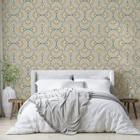 Unique fan motif wallpaper perfect for feature walls

