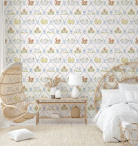 Interior with Blue Ribbon Meadow Wallpaper adding natural charm


