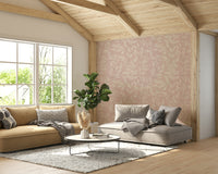 Linen leaf wallpaper with soft botanical design

