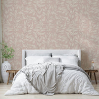 Linen-inspired leaf mural for modern walls

