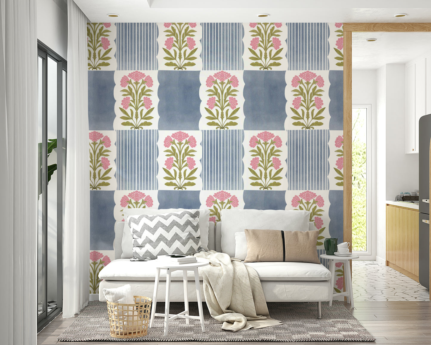 Vertical stripe wallpaper in soothing hues

