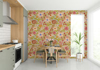 Gentle floral wallpaper with watercolor finish

