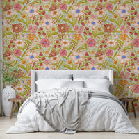 Artistic wildflower wallpaper in muted colors

