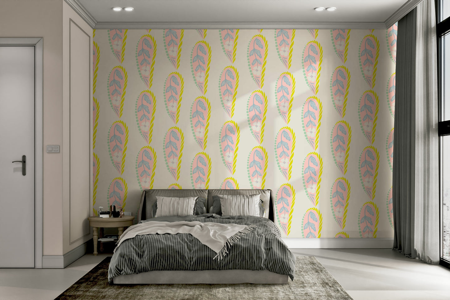 Pastel color wallpaper with artistic paisley

