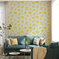 Cheerful floral wallpaper in sunny tones

