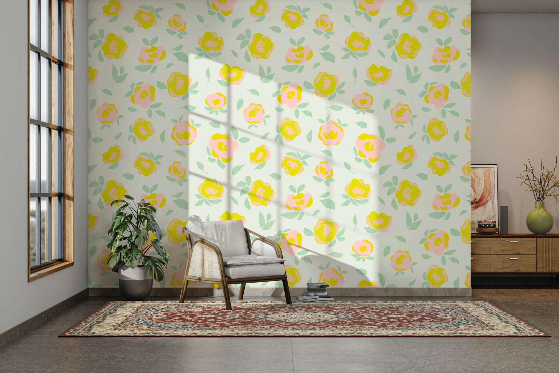 Vibrant floral print for bright interiors

