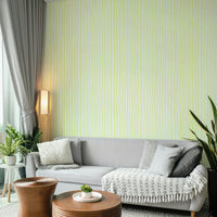 Subtle yellow wall mural with vertical lines

