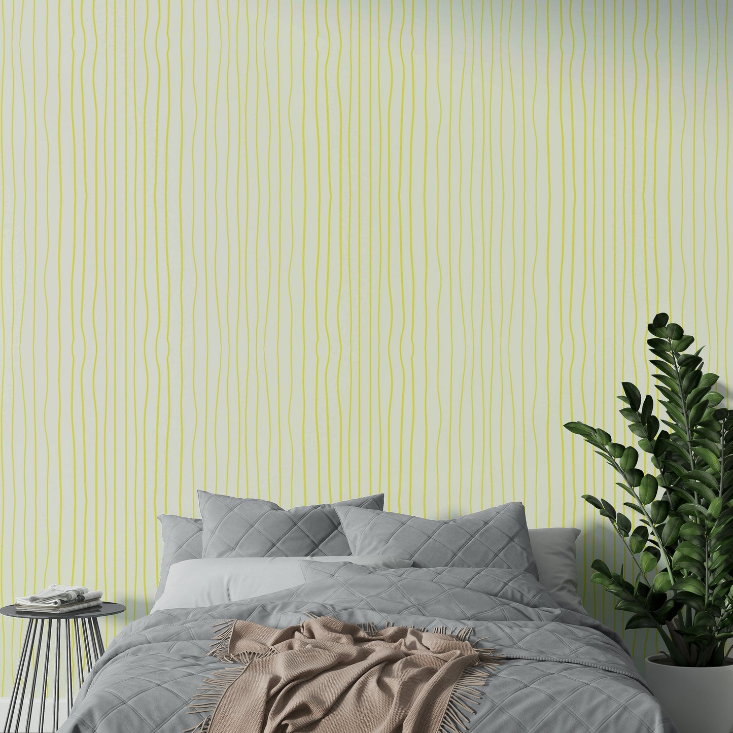 Light yellow wall design with vertical detail

