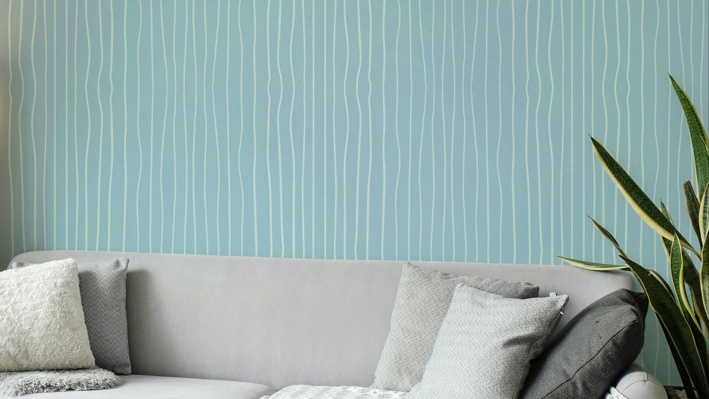 Organic blue lines wallpaper with fluid design

